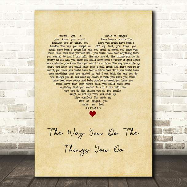 The Temptations The Way You Do The Things You Do Vintage Heart Song Lyric Wall Art Print