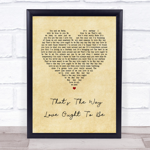 Donnie Iris And The Cruisers That's The Way Love Ought To Be Vintage Heart Song Lyric Wall Art Print