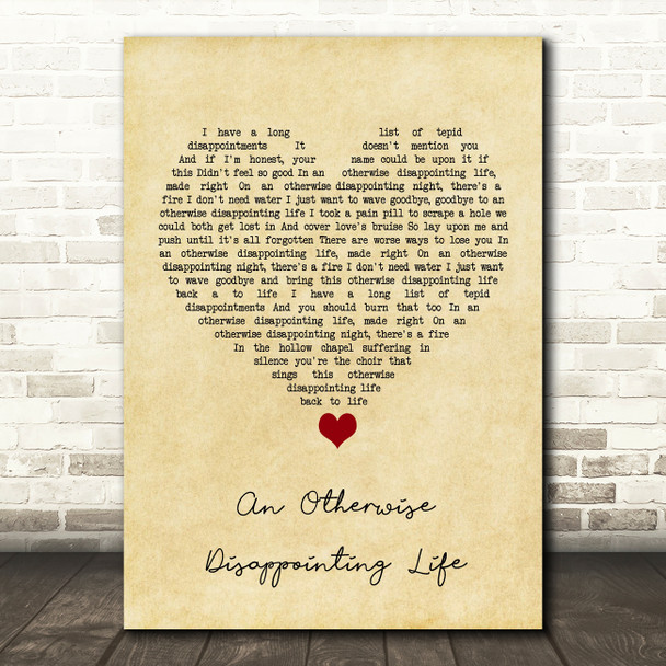 Frightened Rabbit An Otherwise Disappointing Life Vintage Heart Song Lyric Wall Art Print