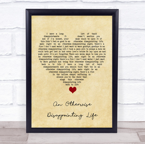 Frightened Rabbit An Otherwise Disappointing Life Vintage Heart Song Lyric Wall Art Print