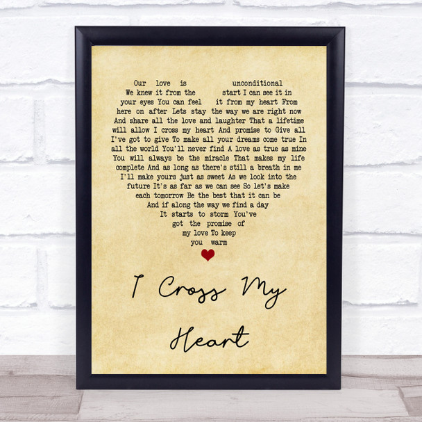 George Strait George Strait I Cross My Heart Vintage Heart Song Lyric Wall Art Print