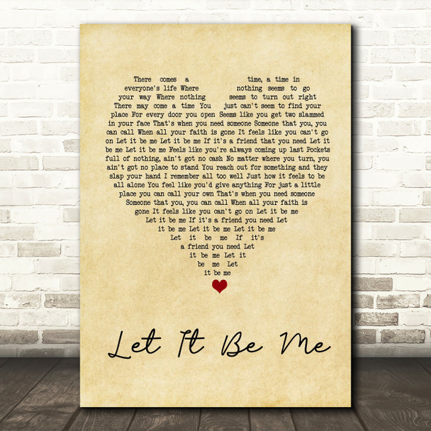 Ray LaMontagne Let It Be Me Vintage Heart Song Lyric Quote Print
