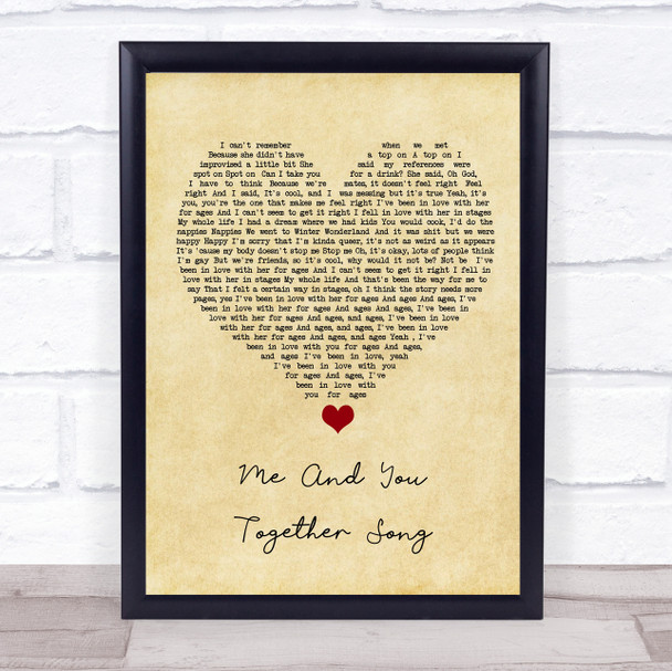 The 1975 Me And You Together Song Vintage Heart Song Lyric Wall Art Print