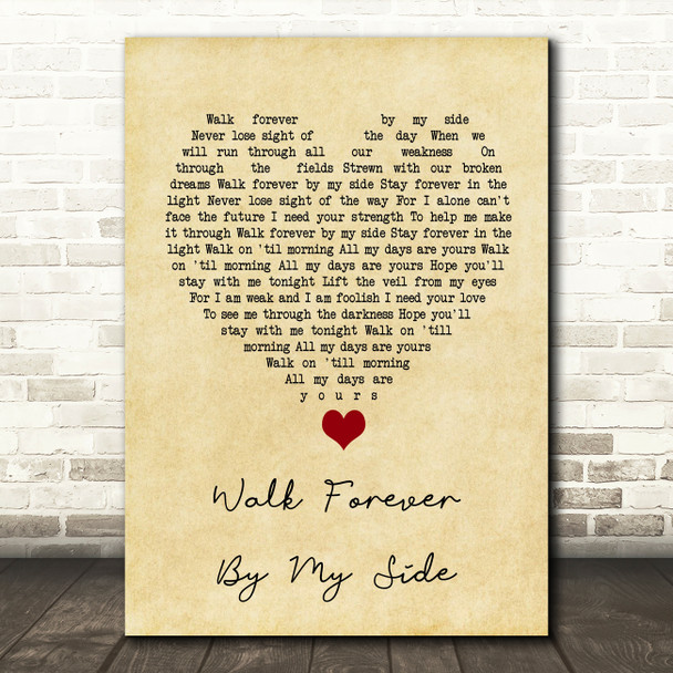 The Alarm Walk Forever By My Side Vintage Heart Song Lyric Wall Art Print