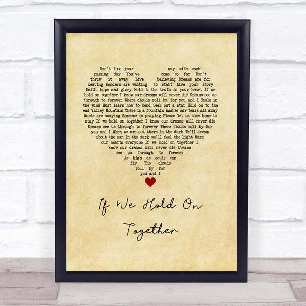 Diana Ross If We Hold On Together Vintage Heart Song Lyric Wall Art Print