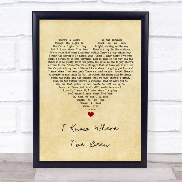 Queen Latifah I Know Where I've Been Vintage Heart Song Lyric Wall Art Print