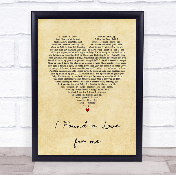 Ed Sheeran I Found a Love for me Vintage Heart Song Lyric Wall Art Print