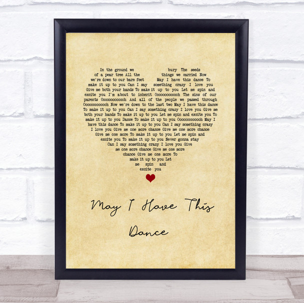 Francis And The Lights May I Have This Dance Vintage Heart Song Lyric Wall Art Print