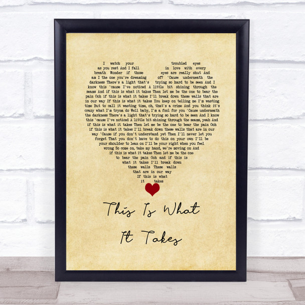 Shawn Mendes This Is What It Takes Vintage Heart Song Lyric Wall Art Print