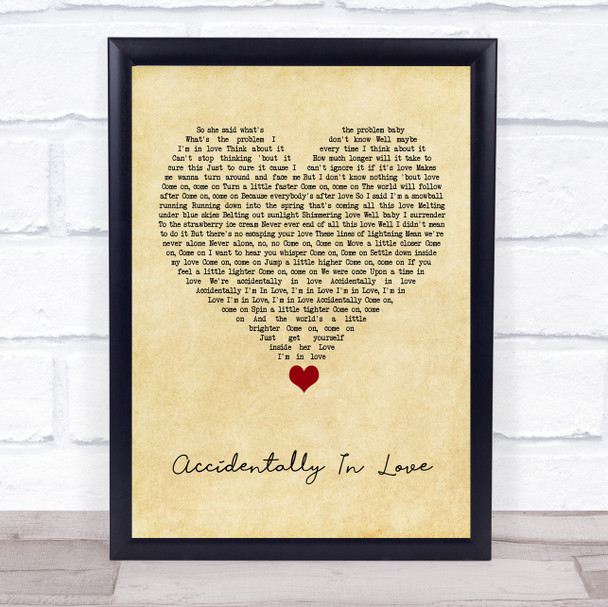 Counting Crows Accidentally In Love Vintage Heart Song Lyric Wall Art Print