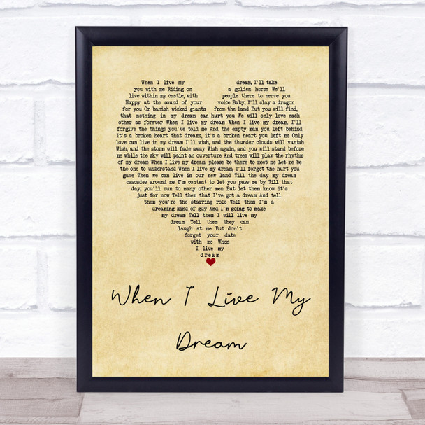 David Bowie When I Live My Dream Vintage Heart Song Lyric Wall Art Print