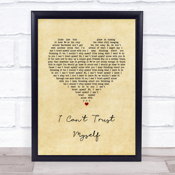 Devin Dawson I Can't Trust Myself Vintage Heart Song Lyric Wall Art Print