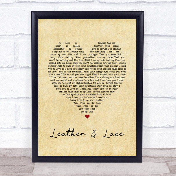 Stevie Nicks Leather And Lace Vintage Heart Song Lyric Quote Print