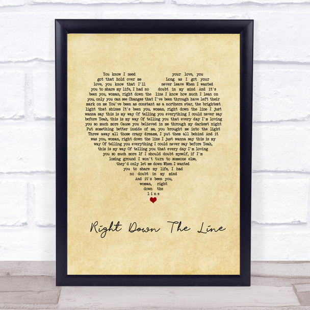 Gerry Rafferty Right Down The Line Vintage Heart Song Lyric Wall Art Print