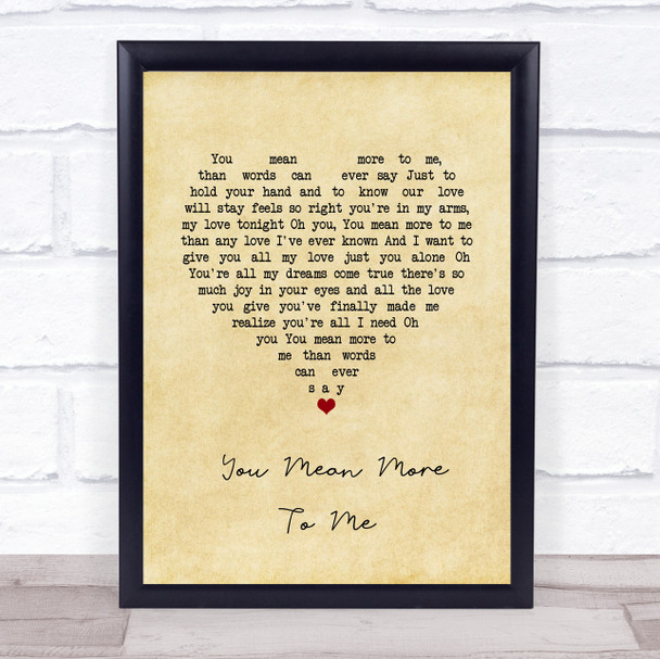 Lionel Richie You Mean More To Me Vintage Heart Song Lyric Wall Art Print
