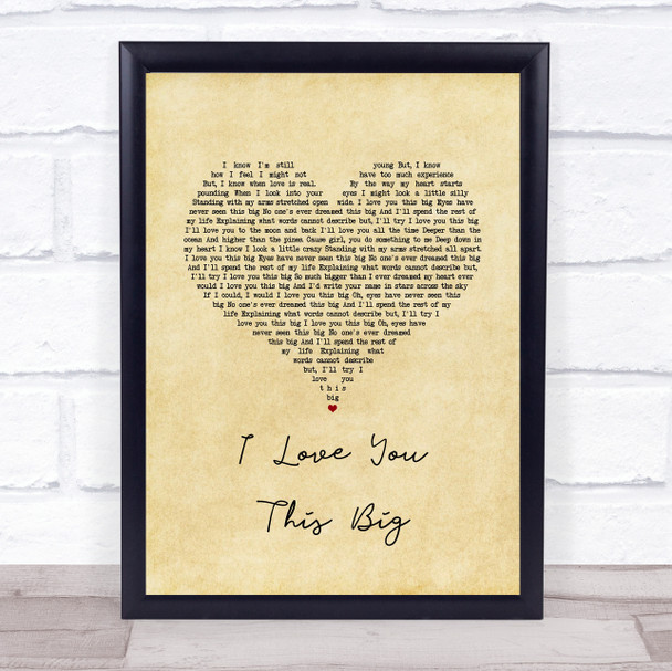Scotty McCreery I Love You This Big Vintage Heart Song Lyric Wall Art Print