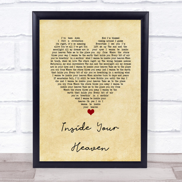 Carrie Underwood Inside Your Heaven Vintage Heart Song Lyric Wall Art Print