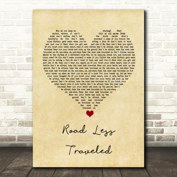 Lauren Alaina Road Less Traveled Vintage Heart Song Lyric Wall Art Print