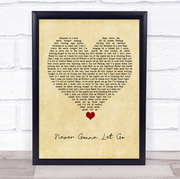 Shinedown Never Gonna Let Go Vintage Heart Song Lyric Wall Art Print