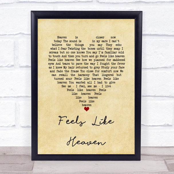 Fiction Factory Feels Like Heaven Vintage Heart Song Lyric Wall Art Print