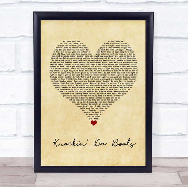 H-Town Knockin' Da Boots Vintage Heart Song Lyric Wall Art Print