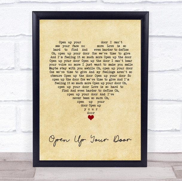 Richard Hawley Open Up Your Door Vintage Heart Song Lyric Wall Art Print