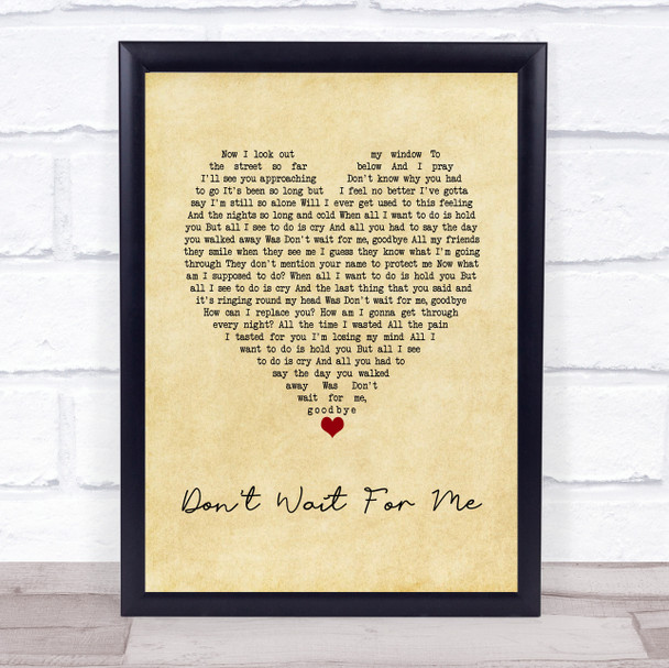 Thunder Don't Wait For Me Vintage Heart Song Lyric Wall Art Print