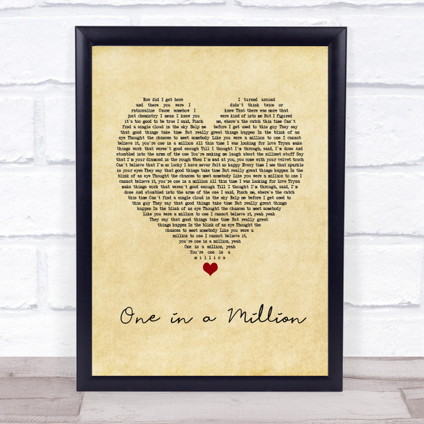 Maxine Brown One in a Million Vintage Heart Song Lyric Wall Art Print