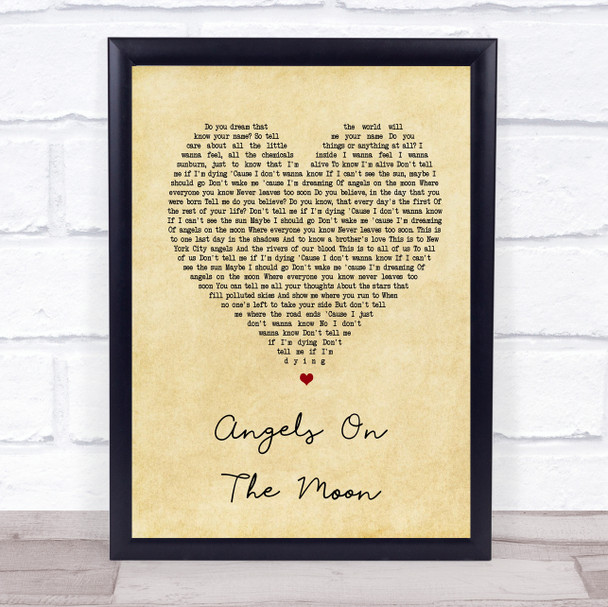 Thriving Ivory Angels On The Moon Vintage Heart Song Lyric Quote Print