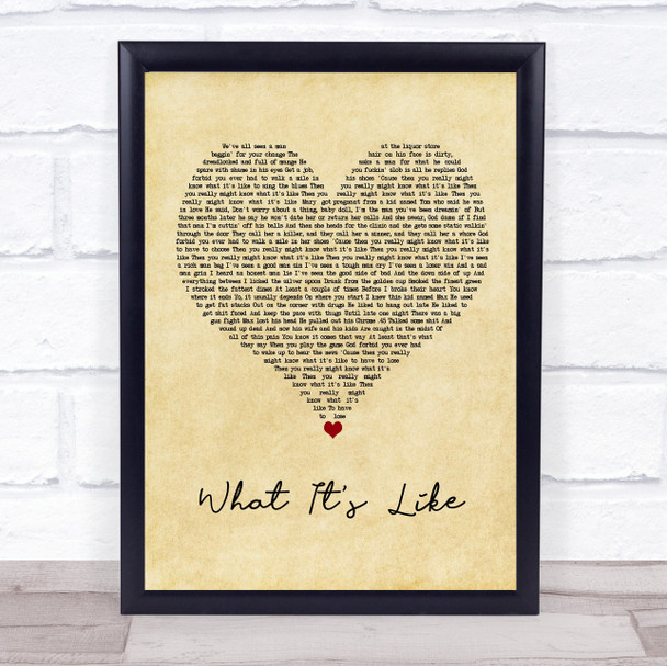 Everlast What It's Like Vintage Heart Song Lyric Wall Art Print