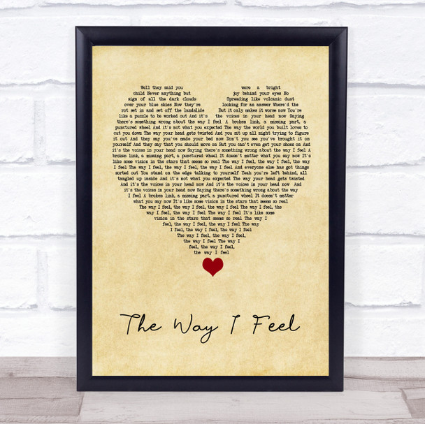 Keane The Way I Feel Vintage Heart Song Lyric Wall Art Print