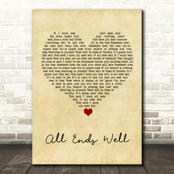 Alter Bridge All Ends Well Vintage Heart Song Lyric Wall Art Print