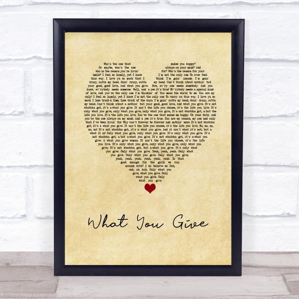 Tesla What You Give Vintage Heart Song Lyric Wall Art Print