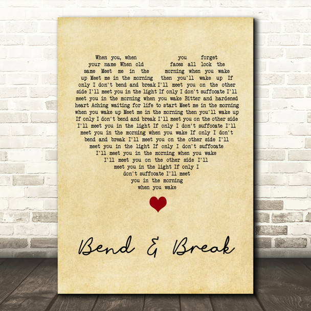 Keane Bend & Break Vintage Heart Song Lyric Wall Art Print