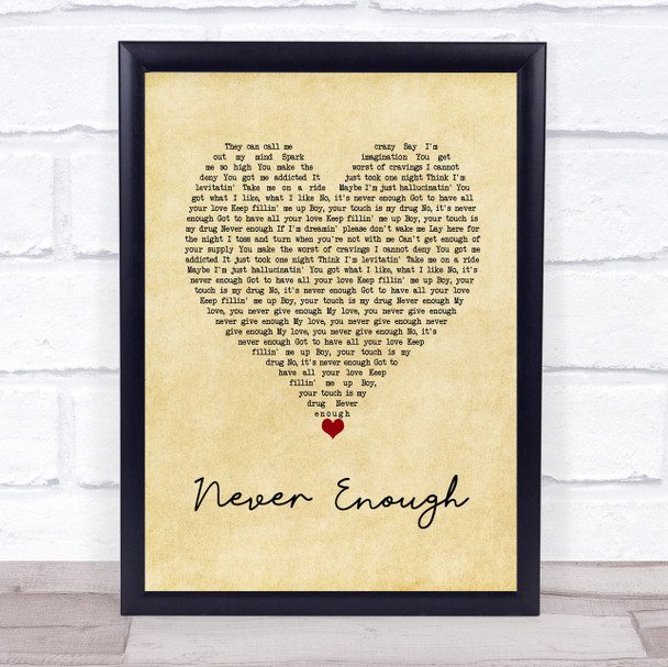 Satin Jackets Never Enough Vintage Heart Song Lyric Wall Art Print