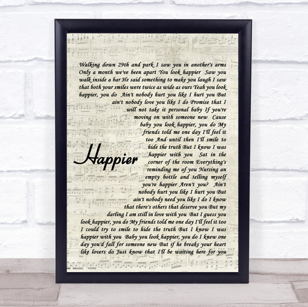 Ed Sheeran Happier Quote Song Lyric Print