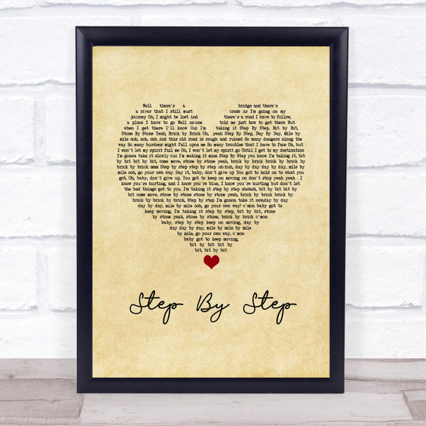 Whitney Houston Step By Step Vintage Heart Song Lyric Wall Art Print