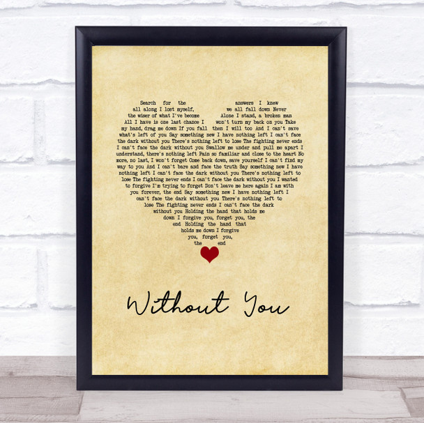 Breaking Benjamin Without You Vintage Heart Song Lyric Wall Art Print