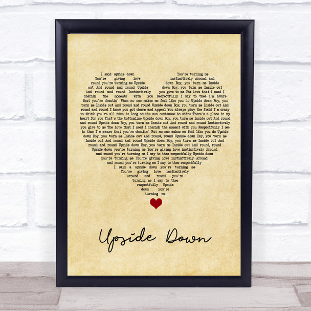 Diana Ross Upside Down Vintage Heart Song Lyric Wall Art Print