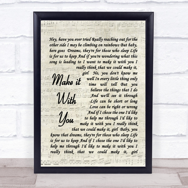 Make It With You Bread Script Quote Song Lyric Print