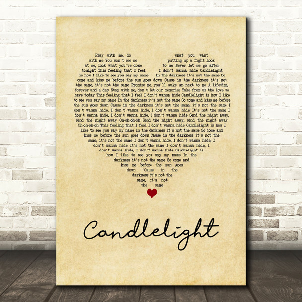 Jack Savoretti Candlelight Vintage Heart Song Lyric Wall Art Print