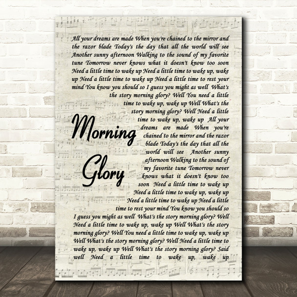 Morning Glory Oasis Script Quote Song Lyric Print