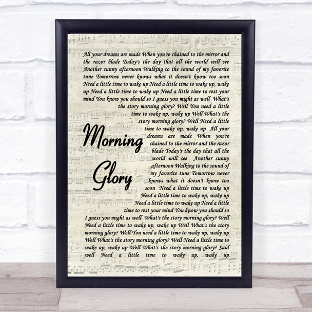 Morning Glory Oasis Script Quote Song Lyric Print