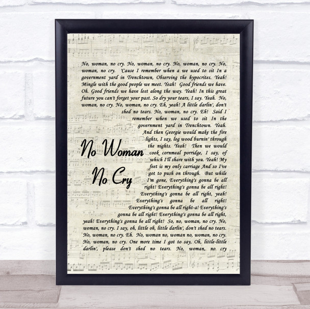 No Woman No Cry Bob Marley Script Quote Song Lyric Print