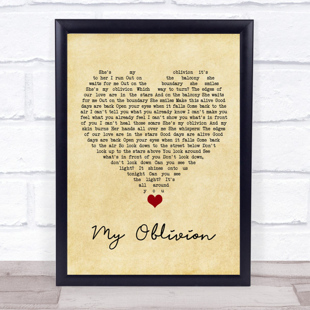 Tindersticks My Oblivion Vintage Heart Song Lyric Wall Art Print