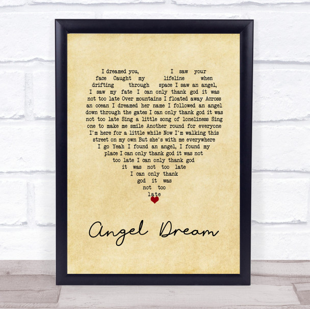 Tom Petty and the Heartbreakers Angel Dream Vintage Heart Song Lyric Wall Art Print