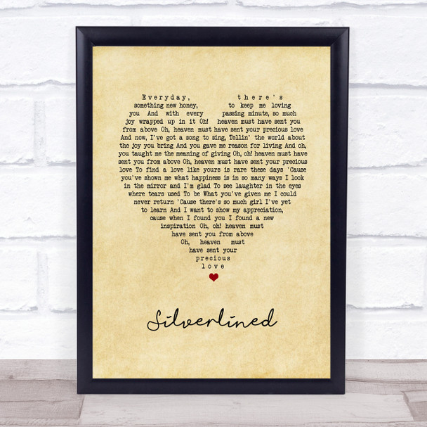 Xyconstant Silverlined Vintage Heart Song Lyric Wall Art Print