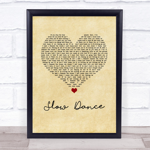 AJ Mitchell & Ava Max Slow Dance Vintage Heart Song Lyric Wall Art Print