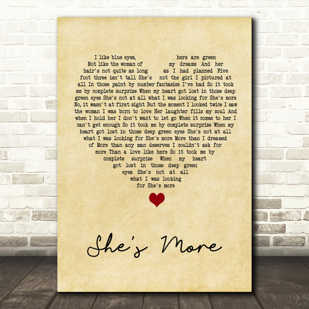 Andy Griggs She's More Vintage Heart Song Lyric Wall Art Print