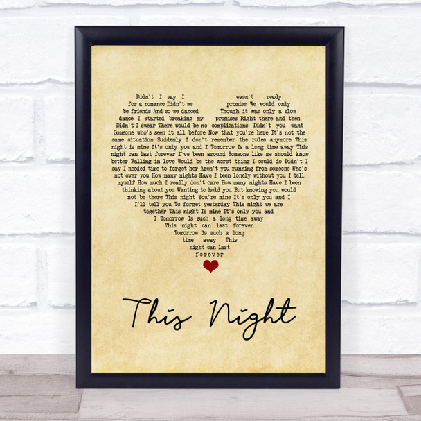 Billy Joel This Night Vintage Heart Song Lyric Wall Art Print